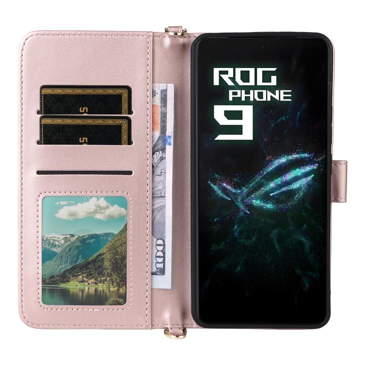 For Asus ROG Phone 9 / 9 Pro Multifunctional 6-Card Slots Leather Phone Case with Wrist Strap
