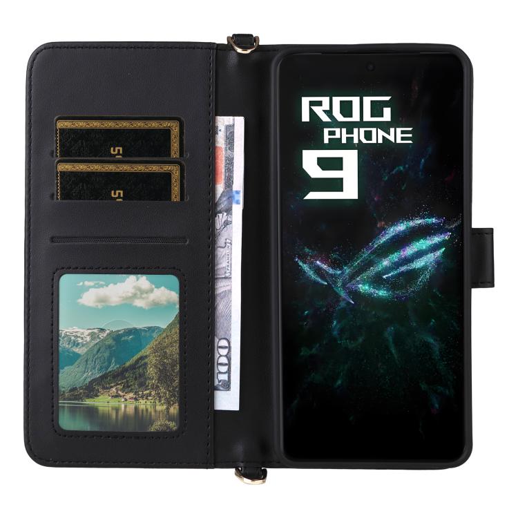 For Asus ROG Phone 9 / 9 Pro Multifunctional 6-Card Slots Leather Phone Case with Wrist Strap