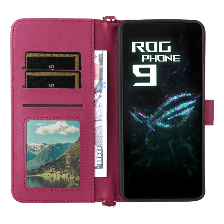 For Asus ROG Phone 9 / 9 Pro Multifunctional 6-Card Slots Leather Phone Case with Wrist Strap