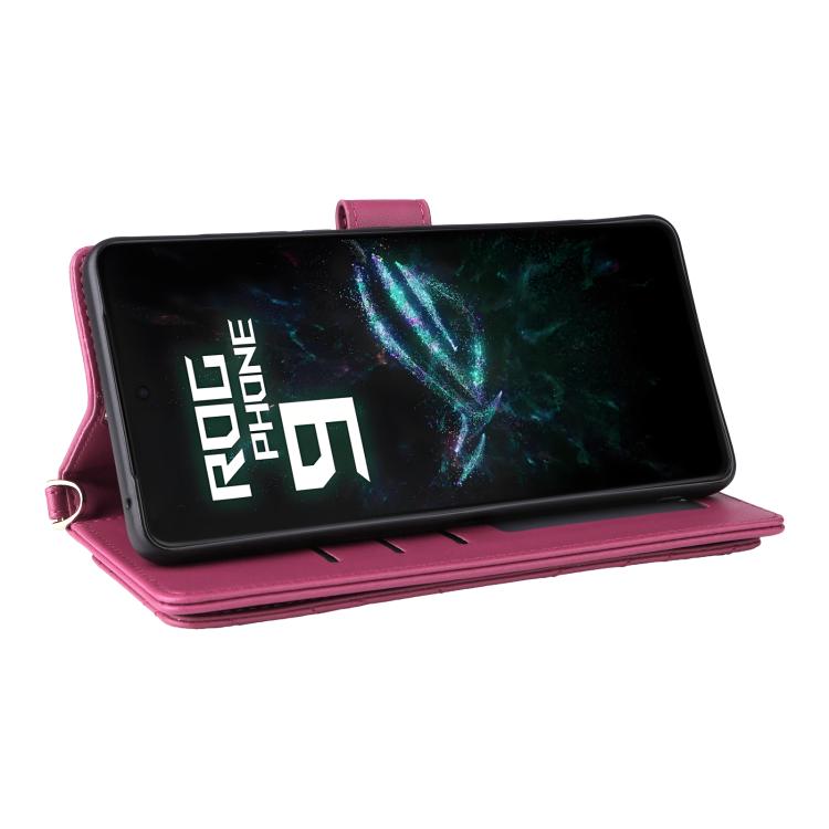 For Asus ROG Phone 9 / 9 Pro Multifunctional 6-Card Slots Leather Phone Case with Wrist Strap