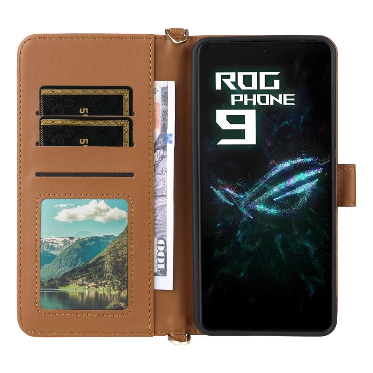 For Asus ROG Phone 9 / 9 Pro Multifunctional 6-Card Slots Leather Phone Case with Wrist Strap