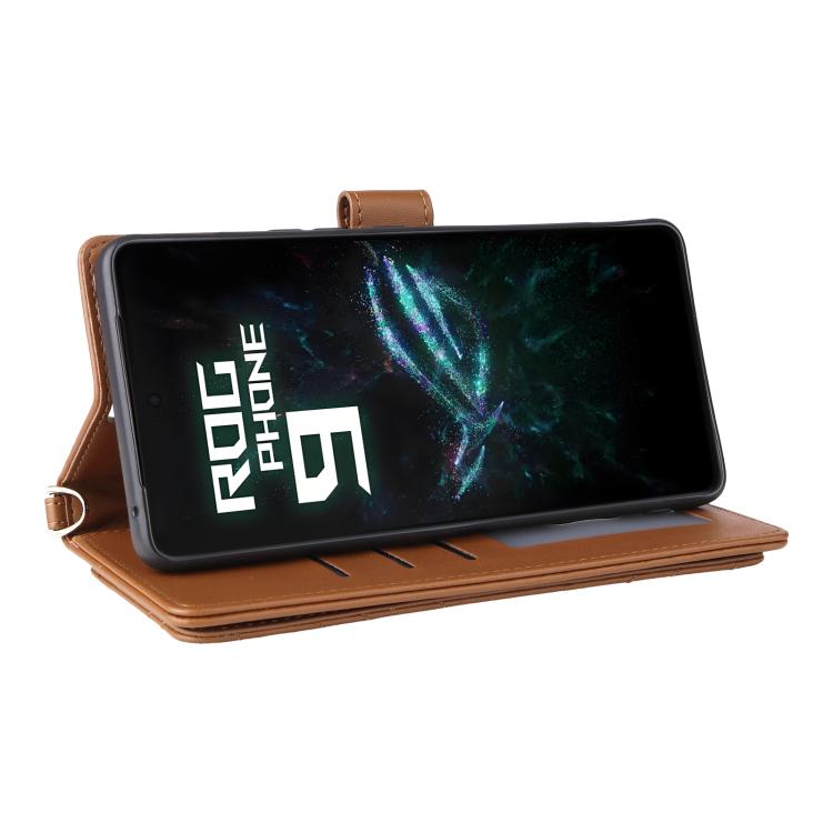 For Asus ROG Phone 9 / 9 Pro Multifunctional 6-Card Slots Leather Phone Case with Wrist Strap