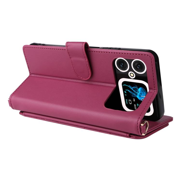 For Cubot A20 Multifunctional 6-Card Slots Leather Phone Case with Wrist Strap