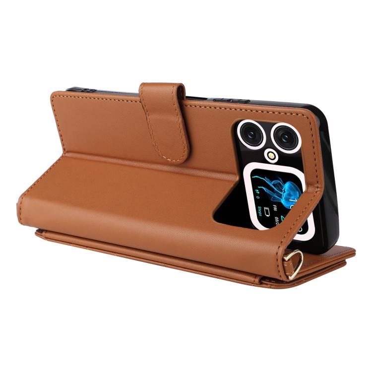 For Cubot A20 Multifunctional 6-Card Slots Leather Phone Case with Wrist Strap