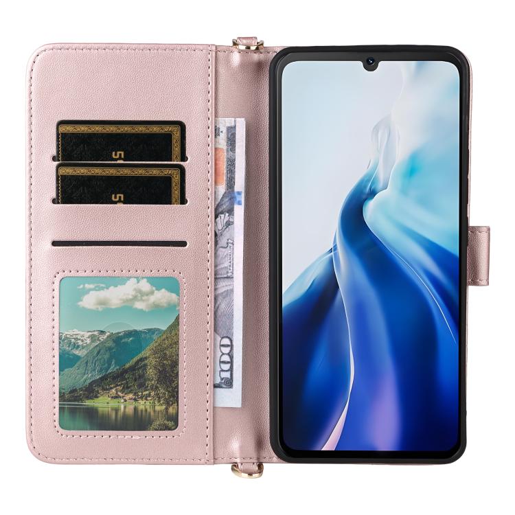 For Cubot A30 Multifunctional 6-Card Slots Leather Phone Case with Wrist Strap
