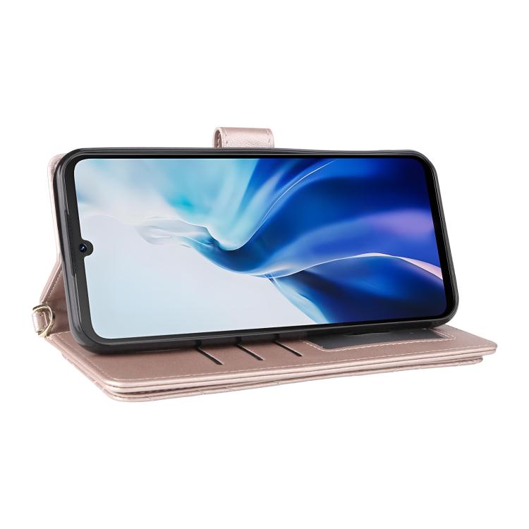 For Cubot A30 Multifunctional 6-Card Slots Leather Phone Case with Wrist Strap