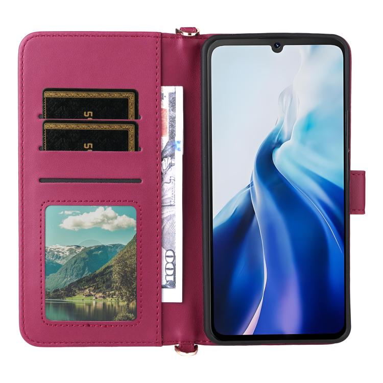 For Cubot A30 Multifunctional 6-Card Slots Leather Phone Case with Wrist Strap