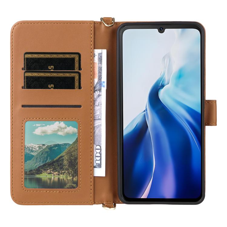 For Cubot A30 Multifunctional 6-Card Slots Leather Phone Case with Wrist Strap