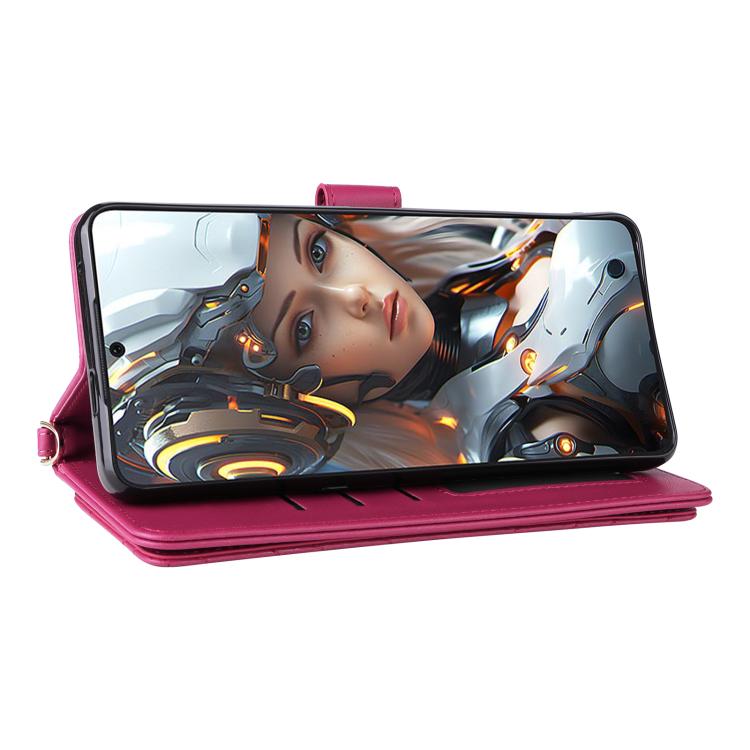 For Cubot Max 5 Multifunctional 6-Card Slots Leather Phone Case with Wrist Strap