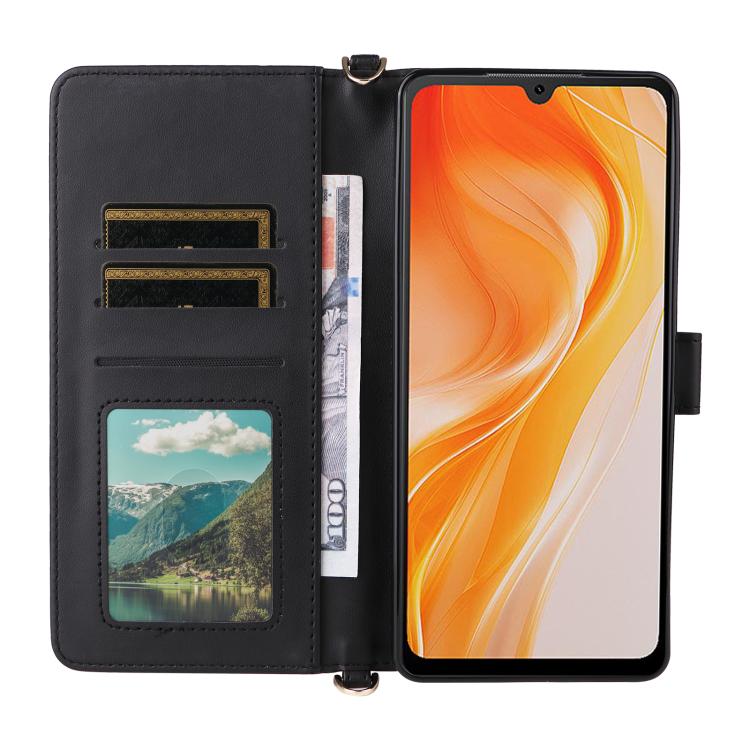 For Cubot P90 Multifunctional 6-Card Slots Leather Phone Case with Wrist Strap