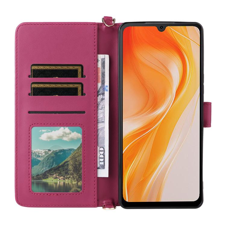 For Cubot P90 Multifunctional 6-Card Slots Leather Phone Case with Wrist Strap