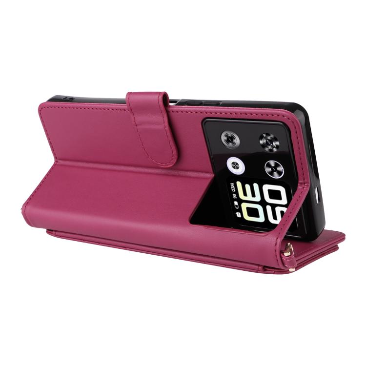 For Cubot P90 Multifunctional 6-Card Slots Leather Phone Case with Wrist Strap
