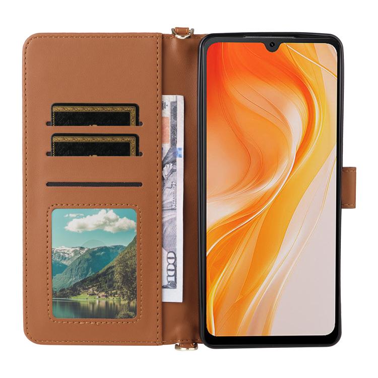 For Cubot P90 Multifunctional 6-Card Slots Leather Phone Case with Wrist Strap