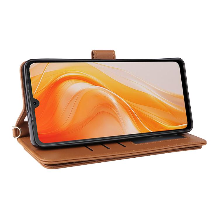 For Cubot P90 Multifunctional 6-Card Slots Leather Phone Case with Wrist Strap