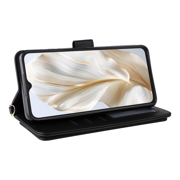 For Blackview Wave 8C Multifunctional 6-Card Slots Leather Phone Case with Wrist Strap
