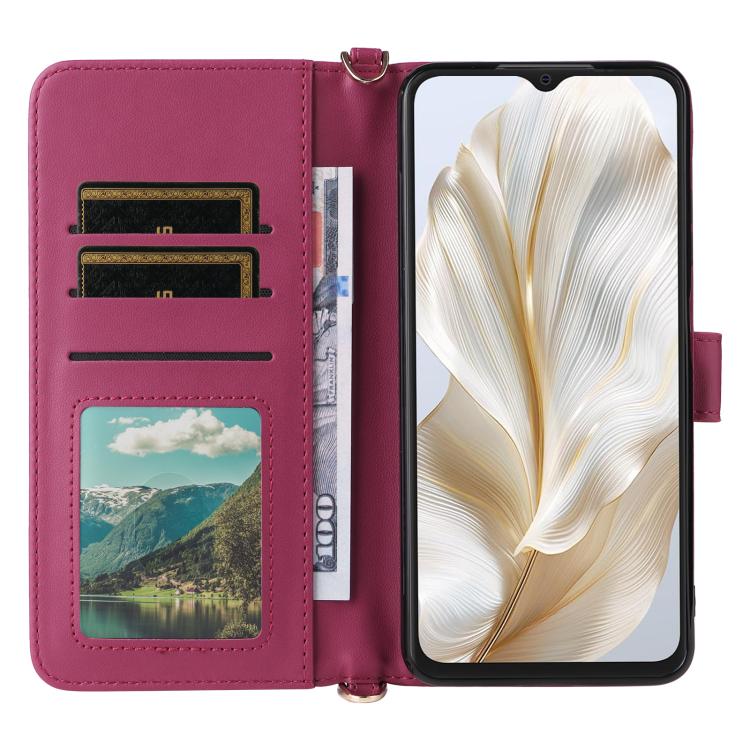 For Blackview Wave 8C Multifunctional 6-Card Slots Leather Phone Case with Wrist Strap