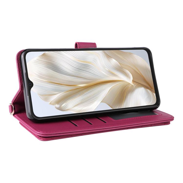 For Blackview Wave 8C Multifunctional 6-Card Slots Leather Phone Case with Wrist Strap