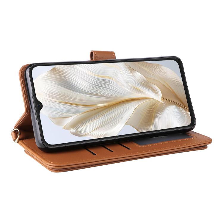 For Blackview Wave 8C Multifunctional 6-Card Slots Leather Phone Case with Wrist Strap