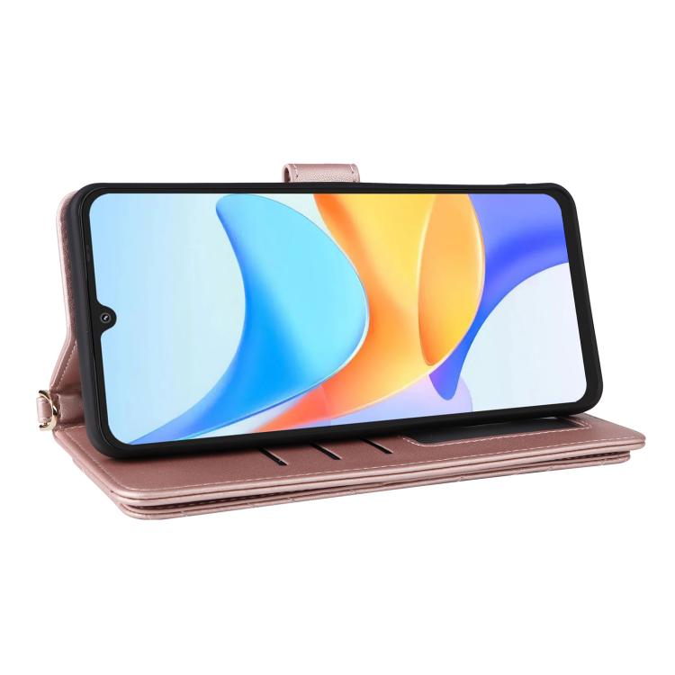 For Blackview SHARK 6 Multifunctional 6-Card Slots Leather Phone Case with Wrist Strap