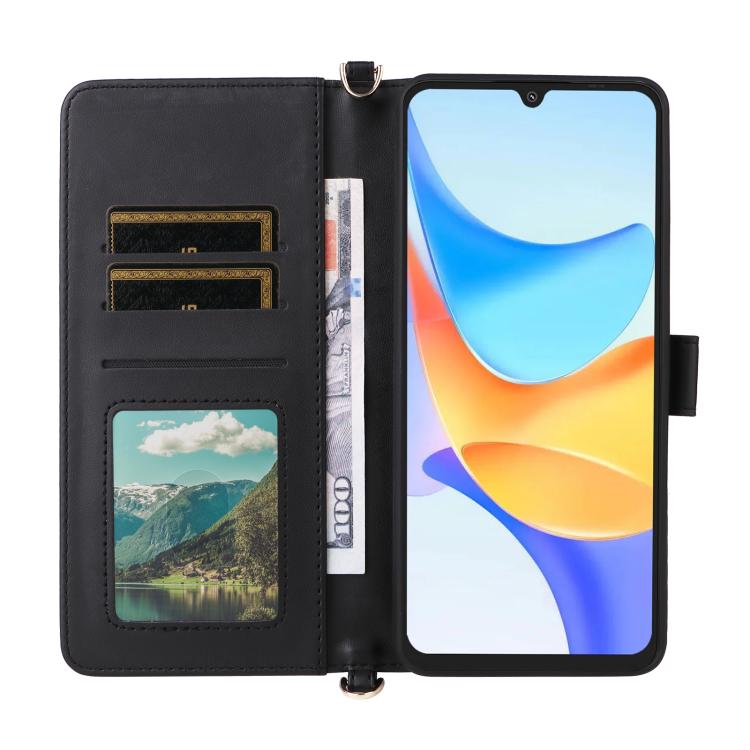 For Blackview SHARK 6 Multifunctional 6-Card Slots Leather Phone Case with Wrist Strap