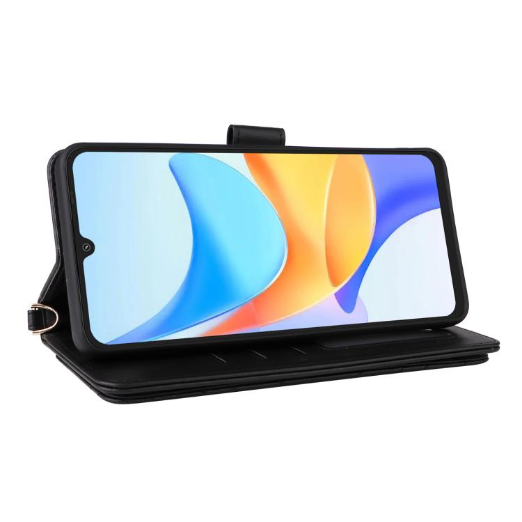 For Blackview SHARK 6 Multifunctional 6-Card Slots Leather Phone Case with Wrist Strap
