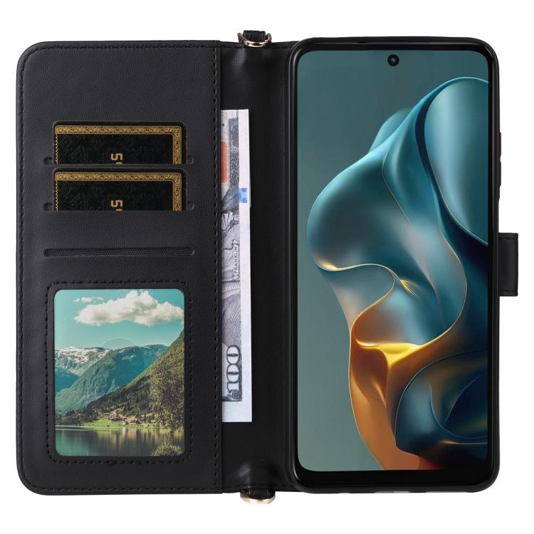 For Motorola Moto G05 4G / E15 4G Multifunctional 6-Card Slots Leather Phone Case with Wrist Strap