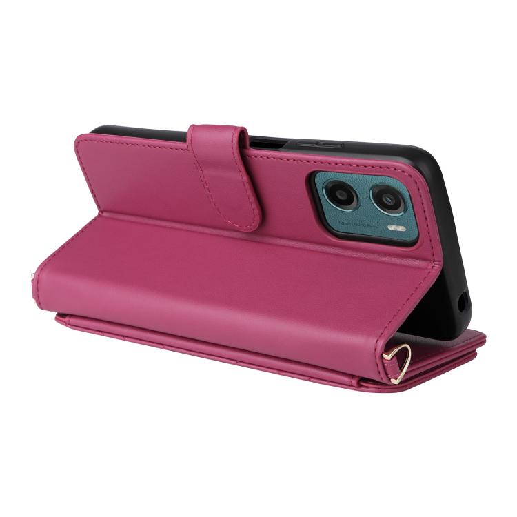 For Motorola Moto G05 4G / E15 4G Multifunctional 6-Card Slots Leather Phone Case with Wrist Strap