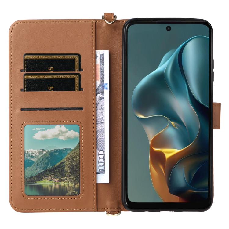 For Motorola Moto G05 4G / E15 4G Multifunctional 6-Card Slots Leather Phone Case with Wrist Strap