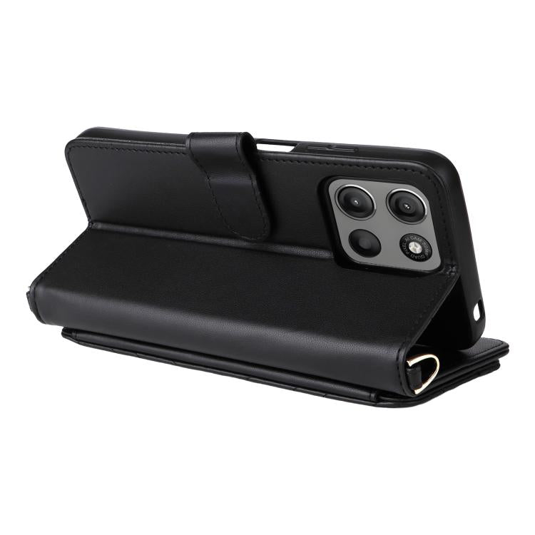 For Motorola Moto G15 4G / G15 Power 4G Multifunctional 6-Card Slots Leather Phone Case with Wrist Strap
