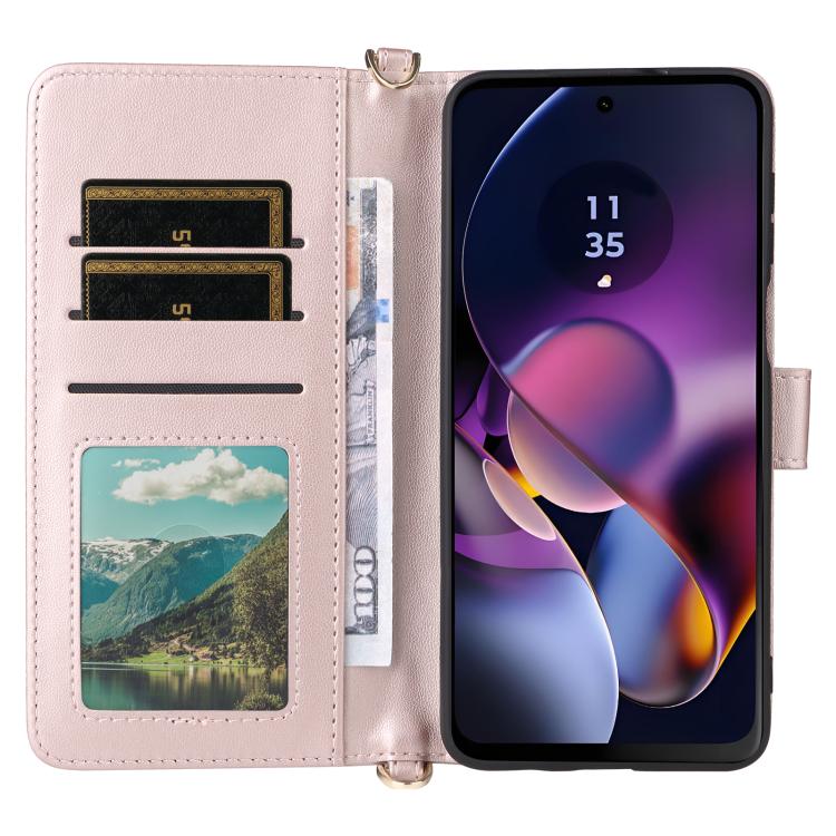 For Motorola Moto G54 5G / G54 Power 5G Multifunctional 6-Card Slots Leather Phone Case with Wrist Strap