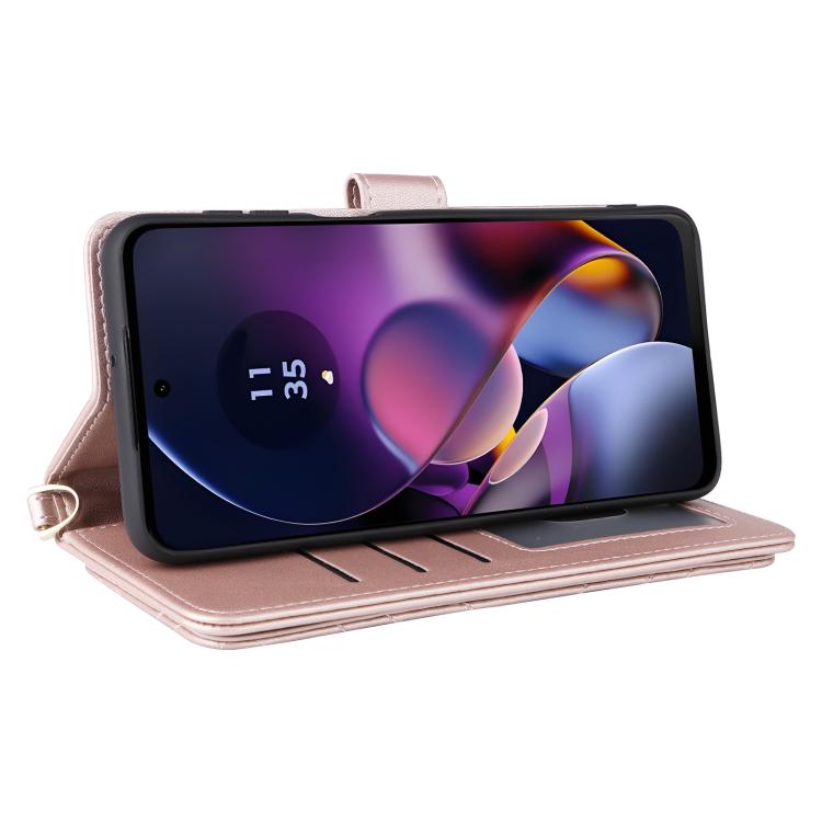 For Motorola Moto G54 5G / G54 Power 5G Multifunctional 6-Card Slots Leather Phone Case with Wrist Strap