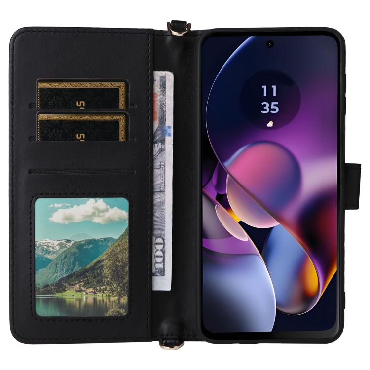 For Motorola Moto G54 5G / G54 Power 5G Multifunctional 6-Card Slots Leather Phone Case with Wrist Strap