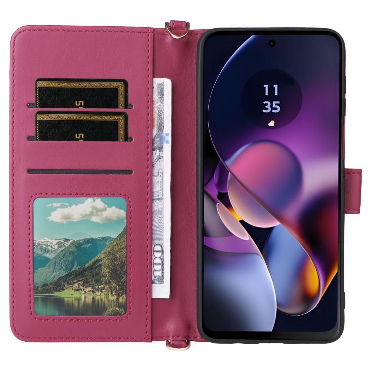For Motorola Moto G54 5G / G54 Power 5G Multifunctional 6-Card Slots Leather Phone Case with Wrist Strap