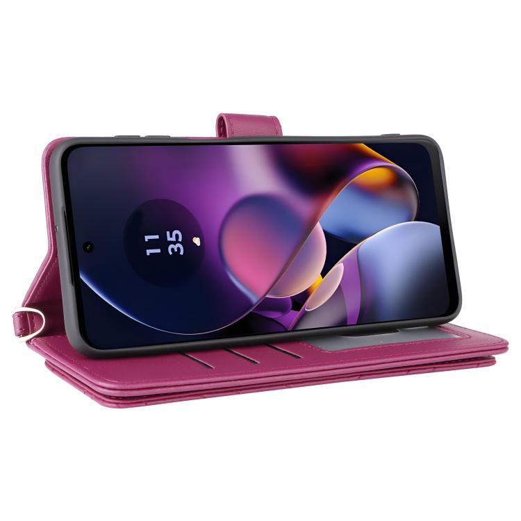 For Motorola Moto G54 5G / G54 Power 5G Multifunctional 6-Card Slots Leather Phone Case with Wrist Strap