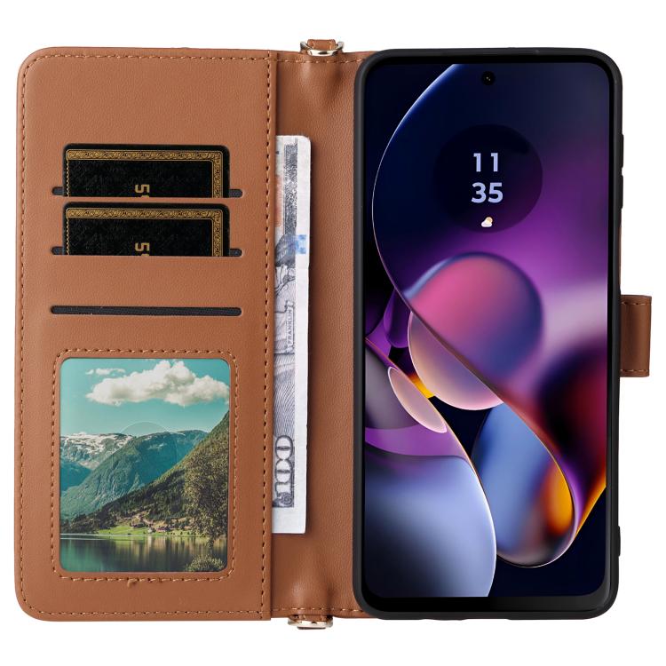 For Motorola Moto G54 5G / G54 Power 5G Multifunctional 6-Card Slots Leather Phone Case with Wrist Strap