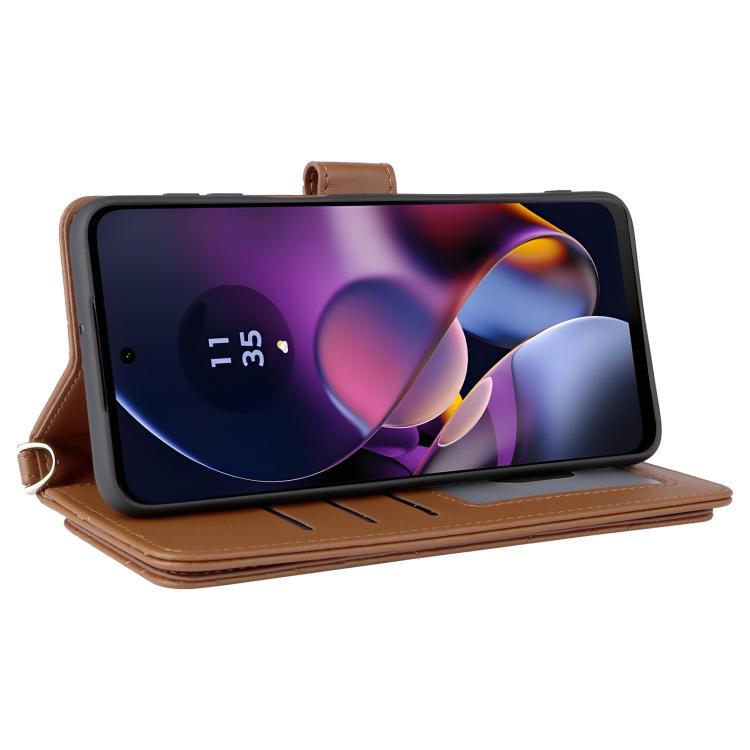 For Motorola Moto G54 5G / G54 Power 5G Multifunctional 6-Card Slots Leather Phone Case with Wrist Strap