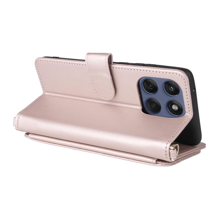 For Motorola Edge 60 Fusion Multifunctional 6-Card Slots Leather Phone Case with Wrist Strap