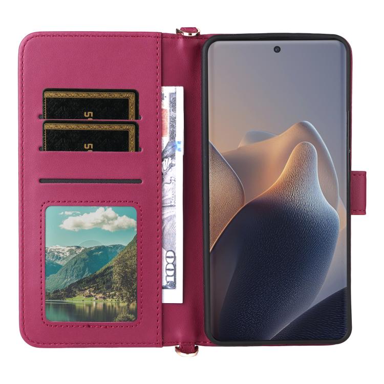 For Motorola Edge 60 Fusion Multifunctional 6-Card Slots Leather Phone Case with Wrist Strap
