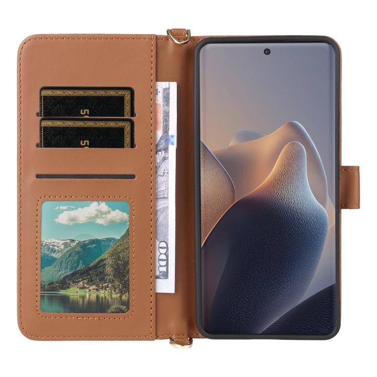 For Motorola Edge 60 Fusion Multifunctional 6-Card Slots Leather Phone Case with Wrist Strap