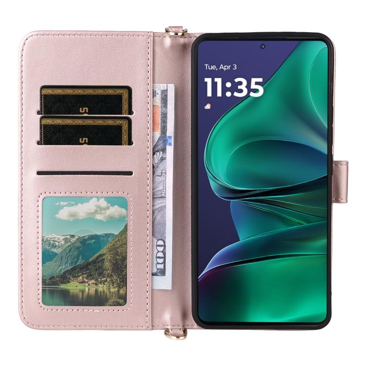 For Motorola Edge 60 Stylus Multifunctional 6-Card Slots Leather Phone Case with Wrist Strap
