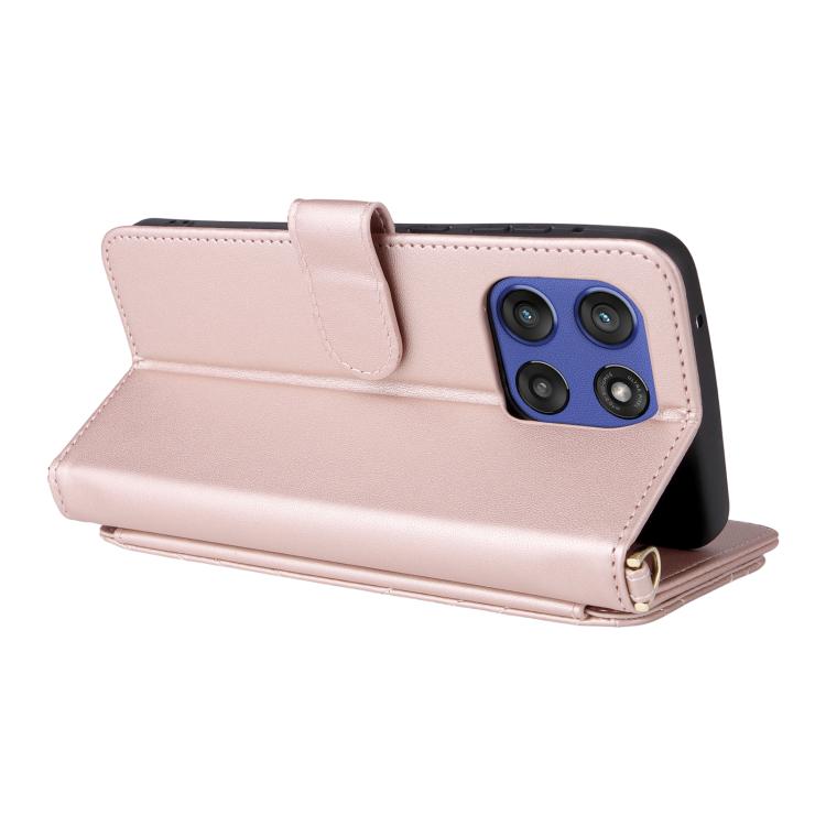 For Motorola Edge 60 Stylus Multifunctional 6-Card Slots Leather Phone Case with Wrist Strap