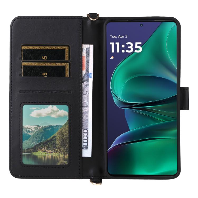 For Motorola Edge 60 Stylus Multifunctional 6-Card Slots Leather Phone Case with Wrist Strap