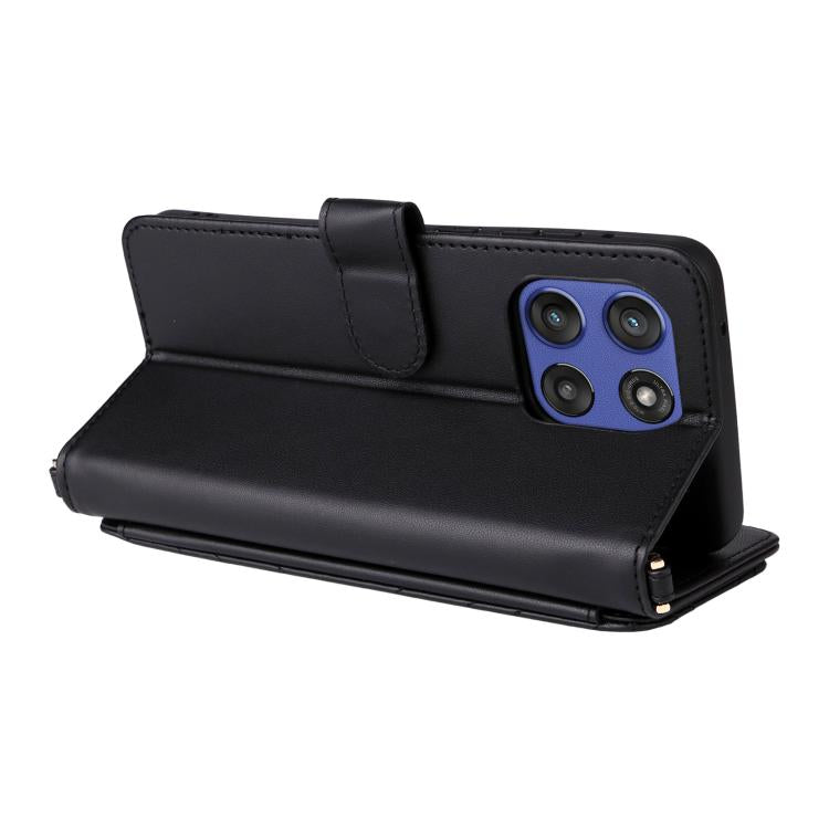 For Motorola Edge 60 Stylus Multifunctional 6-Card Slots Leather Phone Case with Wrist Strap