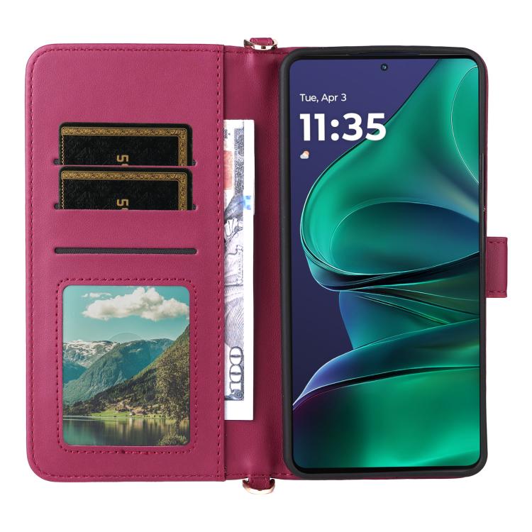 For Motorola Edge 60 Stylus Multifunctional 6-Card Slots Leather Phone Case with Wrist Strap