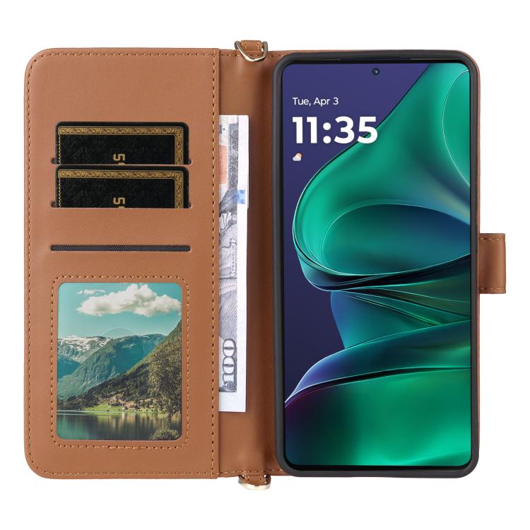 For Motorola Edge 60 Stylus Multifunctional 6-Card Slots Leather Phone Case with Wrist Strap