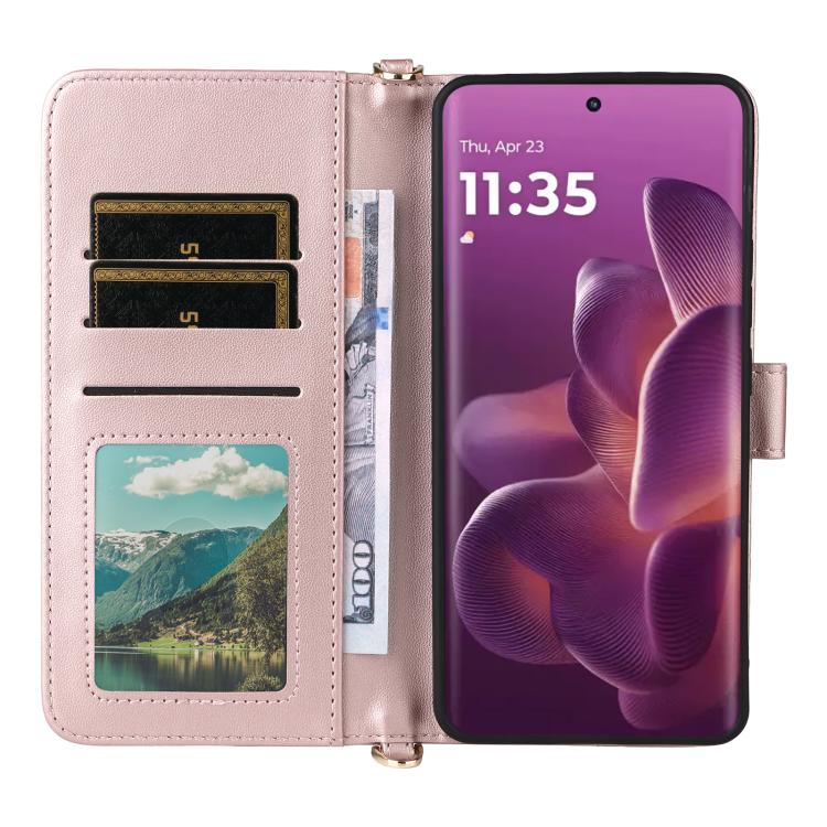 For Motorola Edge 60 Pro / 60s Pro 5G Multifunctional 6-Card Slots Leather Phone Case with Wrist Strap