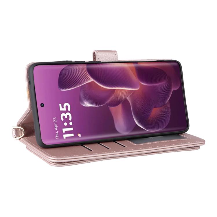 For Motorola Edge 60 Pro / 60s Pro 5G Multifunctional 6-Card Slots Leather Phone Case with Wrist Strap