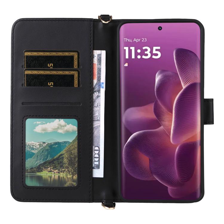 For Motorola Edge 60 Pro / 60s Pro 5G Multifunctional 6-Card Slots Leather Phone Case with Wrist Strap