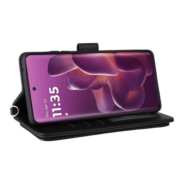 For Motorola Edge 60 Pro / 60s Pro 5G Multifunctional 6-Card Slots Leather Phone Case with Wrist Strap