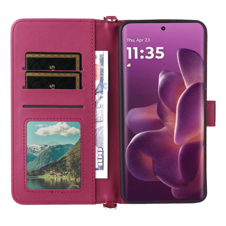 For Motorola Edge 60 Pro / 60s Pro 5G Multifunctional 6-Card Slots Leather Phone Case with Wrist Strap